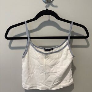 Brandy Melville White Camisole with Light Blue Trim